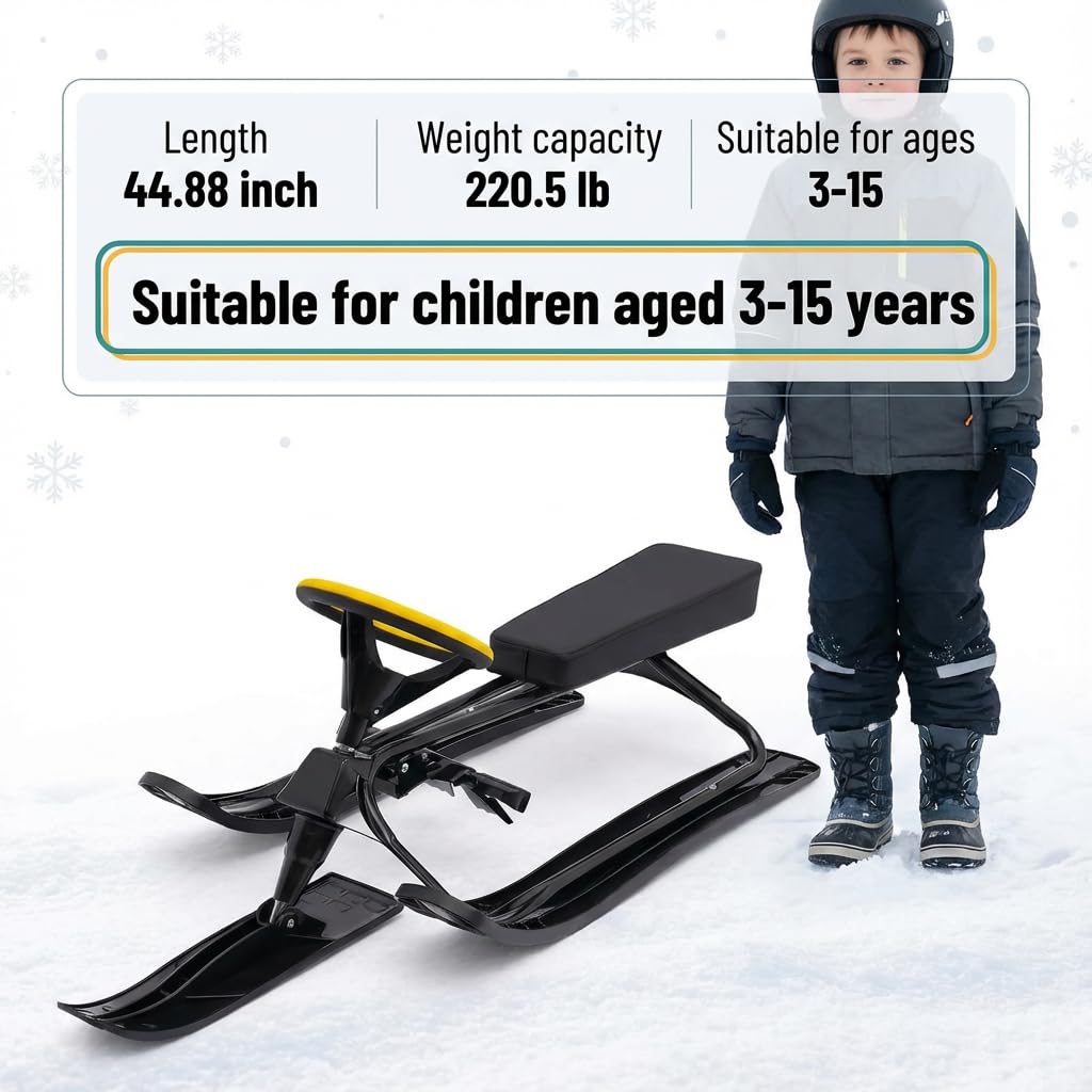 Amazon.com: Snow Racer Sled with Steering Wheel & Brakes, Go-Kart